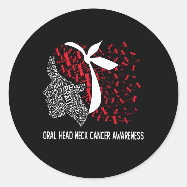 Pegatina Redonda Usamos Blanco Rojo Para Adquirir Cáncer De Cuello  (Anverso)