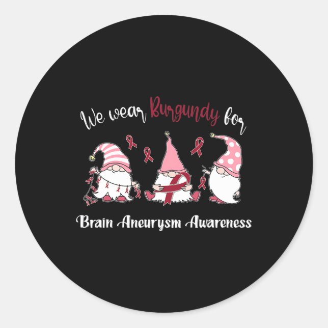Pegatina Redonda Usamos Borgoña Para Concienciar Sobre El Aneuralis (Anverso)