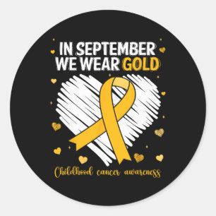 Pegatina Redonda Usamos Cáncer Infantil Gold Awareness Gold Ribbo