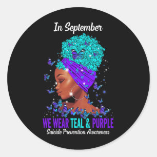 Pegatina Redonda Usamos Conciencia Verde azulada Para Prevenir El S