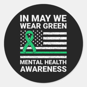 Pegatina Redonda Usamos Conciencia Verde Sobre Salud Mental