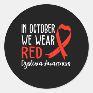Pegatina Redonda Usamos Dislexia Roja Mes De Conciencia Dyslexia 1