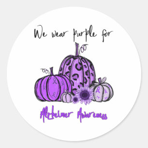 Pegatina Redonda Usamos Púrpura Para La Calabaza De Sensibilización