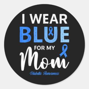 Pegatina Redonda Usar Azul Para Apoyar a Mamá Conciencia Sobre La D