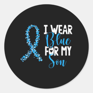 Pegatina Redonda Usar Azul Para Apoyo a la Conciencia del Cáncer de