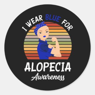Pegatina Redonda Usar Azul Para Conciencia De Alopecia