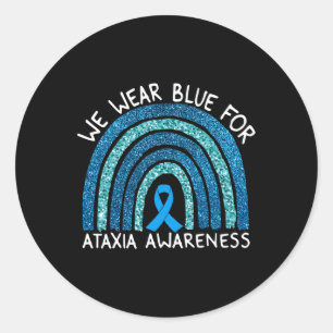 Pegatina Redonda Usar Azul Para Concienciación Ataxia Regalo Arcoir