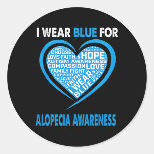 Pegatina Redonda Usar Azul Para La Conciencia De Alopecia Fe Espera