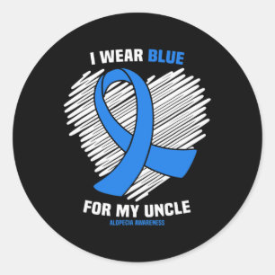 Pegatina Redonda Usar Azul Para Mi Tío Alopecia Conciencia 1