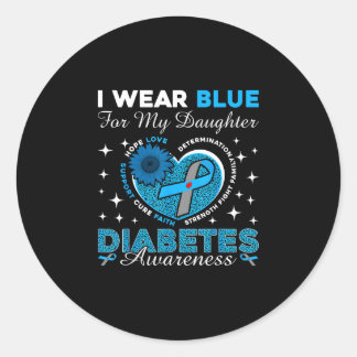Pegatina Redonda Usar azul por la conciencia de la diabetes de la h