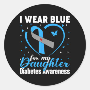 Pegatina Redonda Usar Azul Por La Conciencia De La Diabetes T1 D De