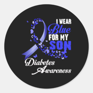 Pegatina Redonda Usar Azul Por Mi Hijo T1d Conciencia De Diabetes A