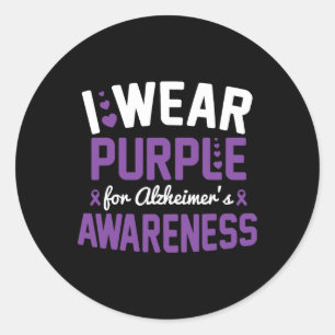 Pegatina Redonda Usar morado para el elemento de conciencia de Alzh