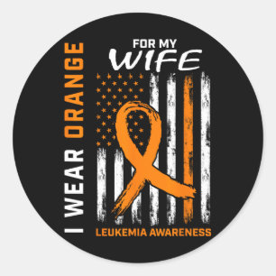 Pegatina Redonda Usar Naranja para mi esposa Leukemia Conciencia Es