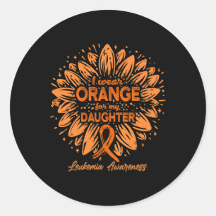 Pegatina Redonda Usar Naranja Para Mi Hija - Leucemia De Girasol A