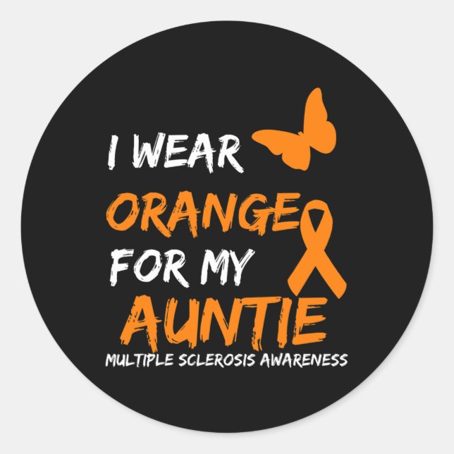 Pegatina Redonda Usar Naranja Para Mi Tía Cinta De Esclerosis Múlti (Anverso)