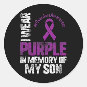 Pegatina Redonda Usar Purplen En Memoria De Los Avisos De Sobredosi