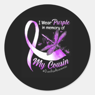 Pegatina Redonda Usar Púrpura En Memoria De Mi Primo Advirtiendo De