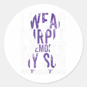 Pegatina Redonda Usar Púrpura Para Mi Hijo Cinta De Conciencia Sobr