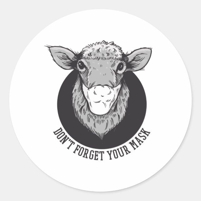 Pegatina Redonda Usar Una Máscara Diciendo (Anverso)