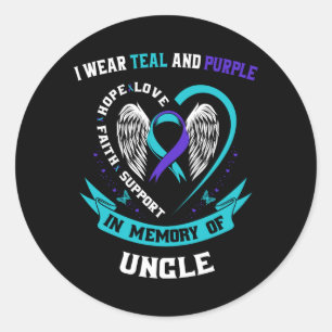 Pegatina Redonda Usar Verde Azulado Y Morado Para Camiseta De Conci