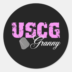 Pegatina Redonda uscg99granny2blk