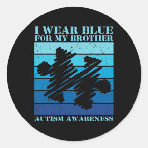 Pegatina Redonda Usé Azul Para Mi Hermano Niños Autistas Autismo Aw