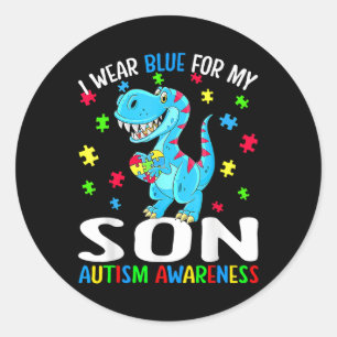 Pegatina Redonda Usé Azul Para Mi Hijo Dinosaurio De Conciencia Del