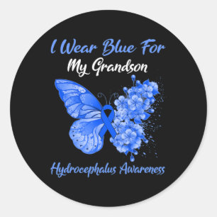 Pegatina Redonda Usé Azul Para Mi Nieto Hydrocephalus Guerrero