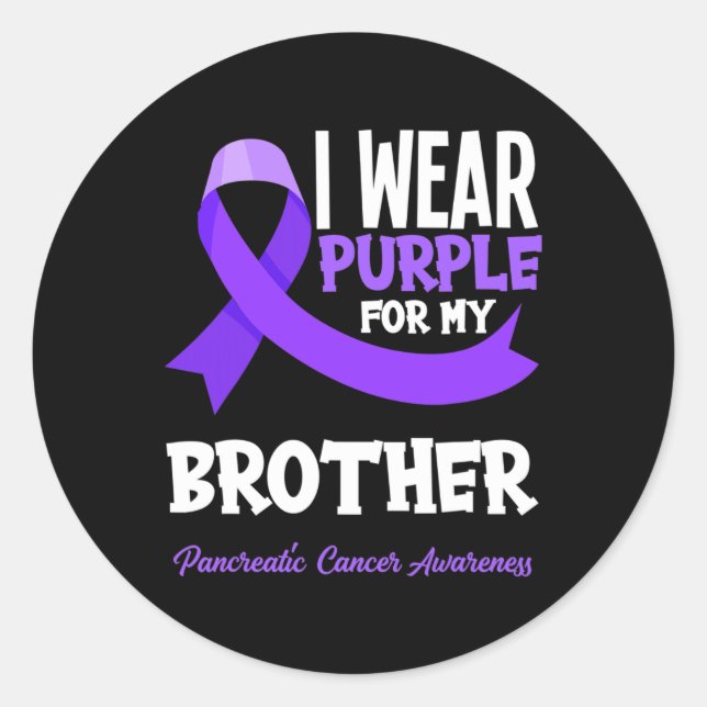 Pegatina Redonda Usé Púrpura Para Mi Hermano Cáncer Pancreático Awa (Anverso)