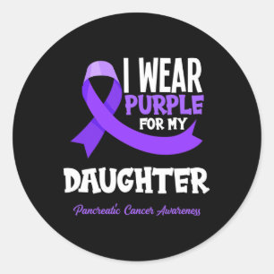 Pegatina Redonda Usé Púrpura Para Mi Hija Cáncer De Pancreático