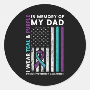 Pegatina Redonda Usé Un & Verde azulado; Morado En Memoria De Mi