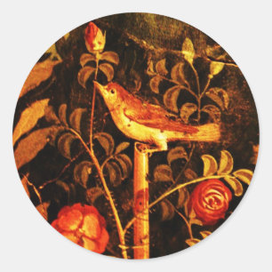 Pegatina Redonda USIGNUOLO CON negro amarillo rojo de los ROSAS