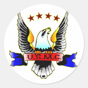 Pegatina Redonda USMC del viejo estilo