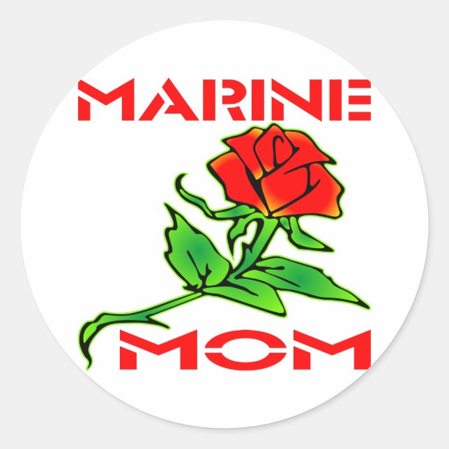 Pegatina Redonda USMC Marine Mom Rosa (Anverso)