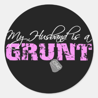 Pegatina Redonda USMC Mi marido es un Grunt 0341