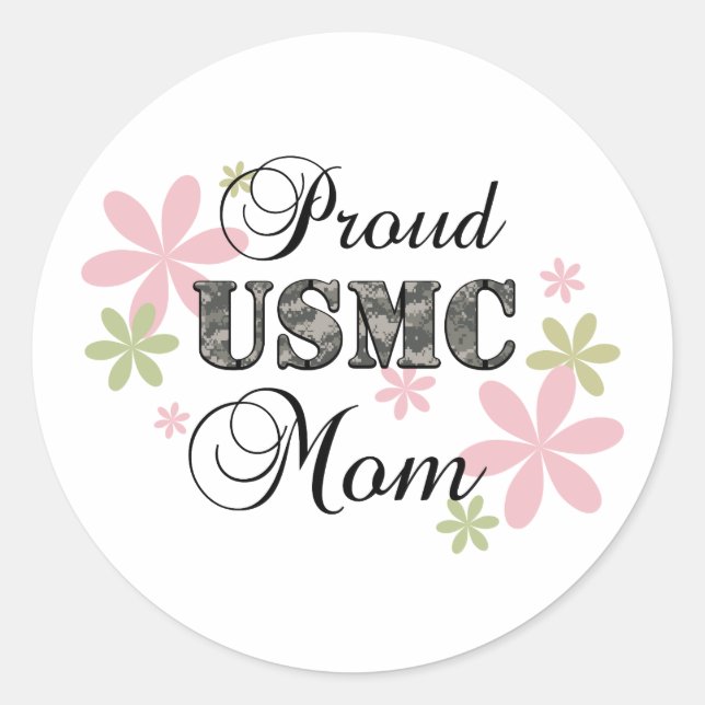 Pegatina Redonda USMC Mom [fl camo] (Anverso)