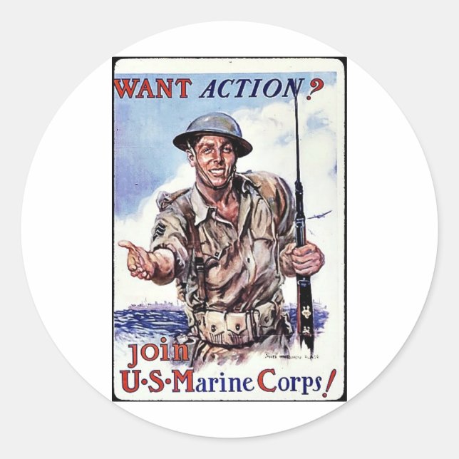 Pegatina Redonda Usmc Recruit (Anverso)