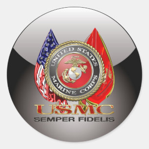 Pegatina Redonda USMC Semper Fi [Edición Especial] [3D]