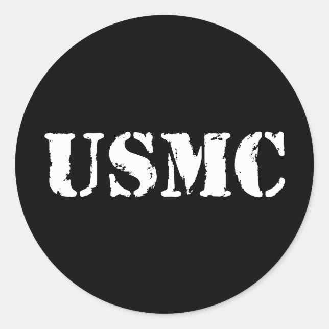 Pegatina Redonda USMC [texto de lápiz] (Anverso)