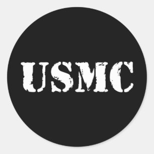 Pegatina Redonda USMC [texto de lápiz]