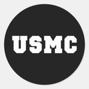 Pegatina Redonda USMC [texto intrépido]