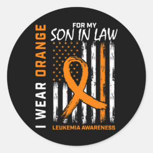 Pegatina Redonda Uso A Un Hijo Naranja En Leucemia Letrada Concienc