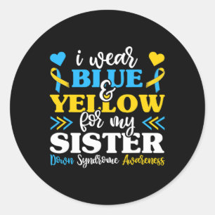 Pegatina Redonda Uso Amarillo Azul Para Mi Hermana Con Síndrome De 