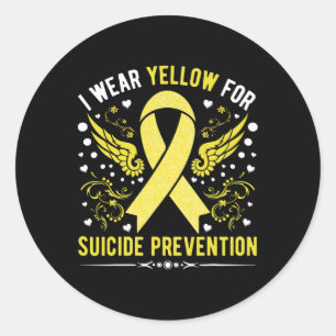 Pegatina Redonda Uso Amarillo Para La Prevención Del Suicidio