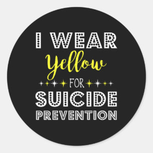 Pegatina Redonda Uso Amarillo Para La Prevención Del Suicidio