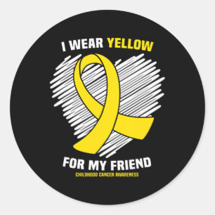 Pegatina Redonda Uso Amarillo Para Mi Amigo Consciente Del Cáncer I
