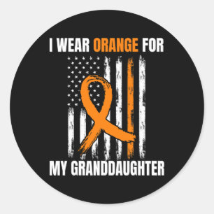 Pegatina Redonda Uso Ame Nieta Naranja Leucemia