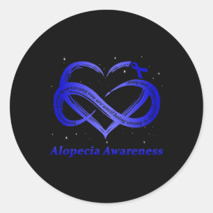 Pegatina Redonda Uso Azul Para Alopecia Guerrera De Concienciación