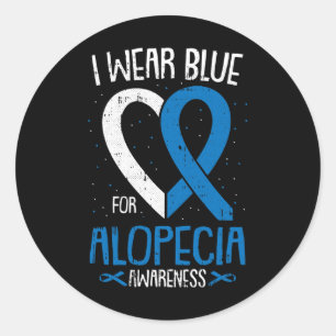Pegatina Redonda Uso Azul Para Concienciación Alopecia Areata Baldi